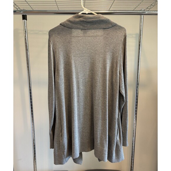 Lands’ End Shawl Collar Open Front Gray Cardigan Cotton Modal Women’s Sz Large - Picture 2 of 5